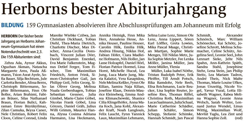 Herborns bester Abiturjahrgang Dill Zeitung vom 19.06.2018 2von2