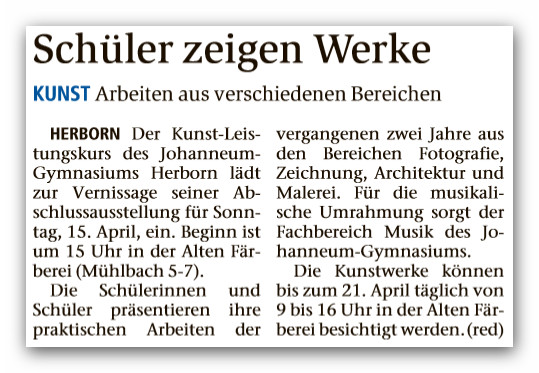 Schler zeigen Werke Dill Zeitung vom 15.04.2018