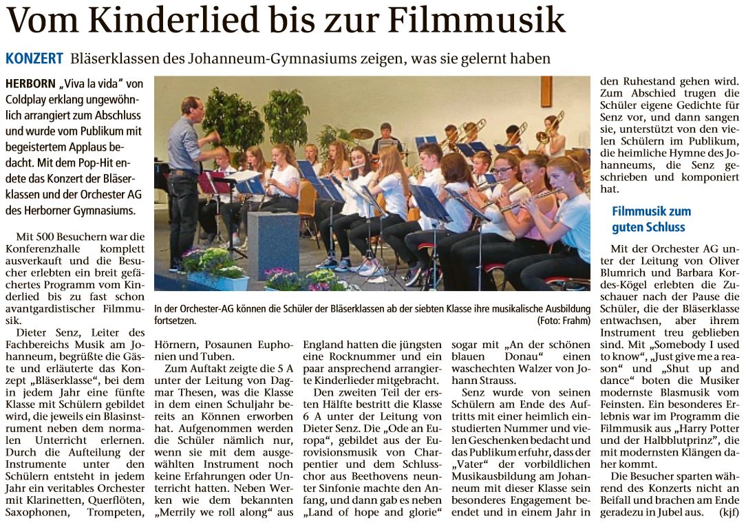 Vom Kinderlied bis zur Filmmusik Dill Zeitung vom 29.05.2018